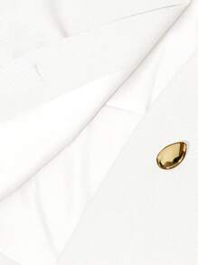Aveloria Modichic 简约优雅百搭 V 领宽肩宽身材束腰白色纹理面料不对称下摆设计装饰纽扣盖袖女式夹克 - 白色 - 查看 7