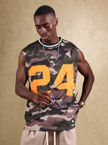 SUMWON 篮球球衣风格网眼背心，棒球号码，街头潮流都市时尚无袖运动夏季背心 - 彩色 - 查看 2