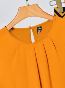 SHEIN Clasi Set di top senza maniche arancione brillante e pantaloni larghi con stampa geometrica, completo casual adatto per l'estate e l'uso quotidiano