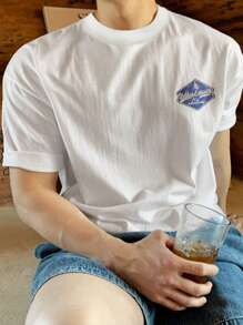 DAZY Men's Casual Short Sleeve T-Shirt With Letter Print, Summer - White - View 5