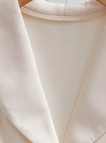 Chiquease Robe courte pour femme avec col, froncée et à boutons devant