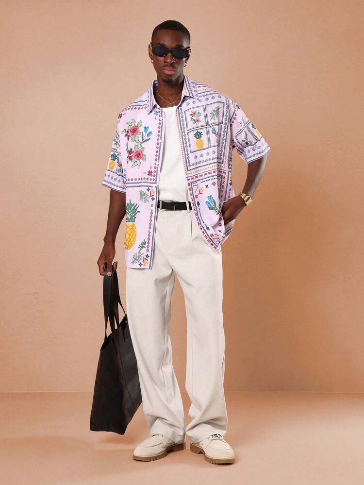 Retro Floral Pineapple Resort Shirt