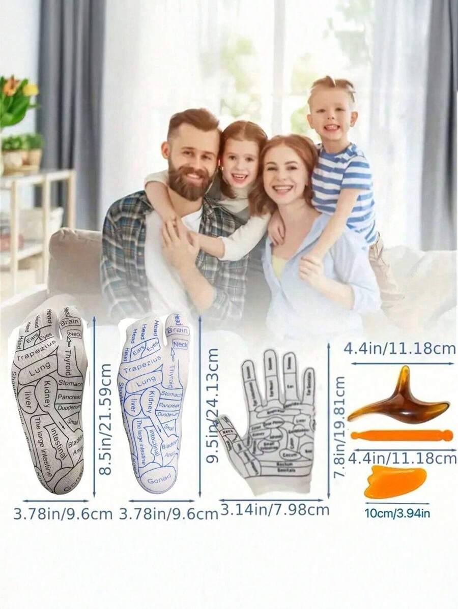 SHEIN 1/3/5Set Hand Therapy Gloves And Acupressure Pen, Reflexology Massage Gloves And Socks Set With Tools - Acupressure Foot And Hand Therapy Kit For Stress And Pain Relief - Reflexology Socks, Back To School Supplies, Personal Care, Massage Soothing Relaxation Therapy Pain Relief Improve Circulation Health - Multicolor - View 1