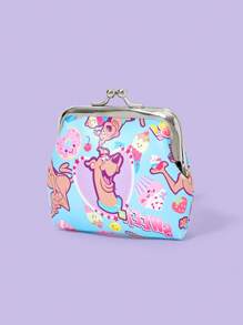 SCOOBY-DOO X SHEIN Cartoon Letter Graphic Convenient & Fashion Kiss Lock Coin Purse