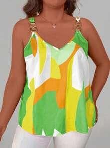EMERY ROSE Top de tanque con estampado geométrico y gráfico para mujer, tallas grandes