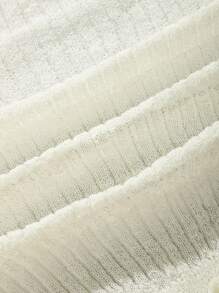 Women Casual Plain Ribbed Long Sleeve Frill Trim Cardigan Sweater Fall Cloth For Women - White - View 3