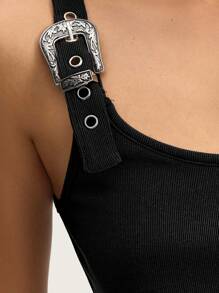 Nöista 带扣腰带细节的上衣，适合 Y2K 风格的春假 - 黑色 - 查看 4