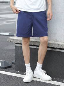SHEIN Lässige, locker sitzende Basketball-Shorts für Tween Jungen mit seitlichen Kontrastbändern, bequem und vielseitig für Sommer, Urlaub, Outdoor - Blau - Übersicht 5