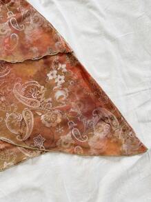 Soleia Sexy Retro Ombre Halter V-Neck Tie-Up Mesh Ruched Asymmetrical Hem Romantic Vacation Mini Dress For Women