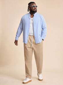 EASEVO Quần dài dệt kim màu trắng ôm vừa vặn cho nam cỡ lớn - Cà phê nâu - Xem 3