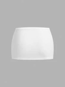 SHEIN ICON Y2K Sexy Hot Pants With High Slit, Ultra Low Waist Shorts - White - View 2