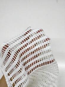 Swim SXY 女式钩针露背系带连体裤沙滩装罩衫，夏季 - 白色 - 查看 6