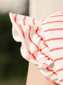 Cozy Pixies Baby Girl Strawberry Pattern Knit Soft Ruffled Hem Crew Neck Pullover Top - Multicolor - View 5