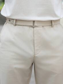 Manfinity Homme Pantaloni simpli pentru bărbați, cu curea, casual/de serviciu, pentru naveta