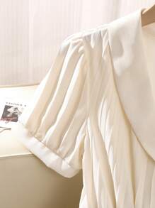 Franclia French V-Neck Pleated Long Skirt With Belt Ladies Dress Pleated Skirt Business Casual Women's Clothing - White - View 5