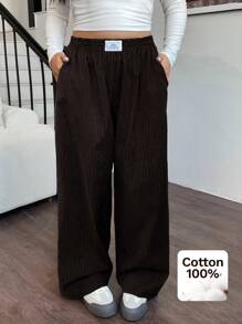 Solflare Pantalones palazzo tejidos marrones para mujer, estilo de vacaciones, para primavera/verano - Marrón - Ver 5