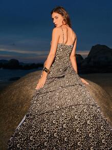 Anewsta 1 pieza Traje de baño de una sola pieza con estampado de leopardo y Bottom desmontable para mujer