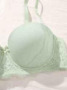 3件套简约纯色蕾丝舒适聚拢日常内衣文胸，适合小胸围 - 彩色 - 查看 3