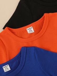 SHEIN Playful Pals 5件套幼儿男童休闲舒适白色T恤，春夏 - 彩色 - 查看 3