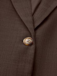 Ellegaria. 女式单扣多色梭织长袖休闲西装外套 - 棕色 - 查看 8