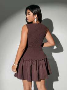 Viva Relle Plus Size Sexy Off-Shoulder Dress - Coffee Brown - View 6