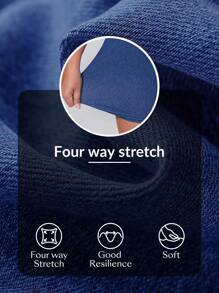 SHEIN Essnce Plus Size Knitted Denim Jumpsuit, Vacation Text, Tight & Stretchy