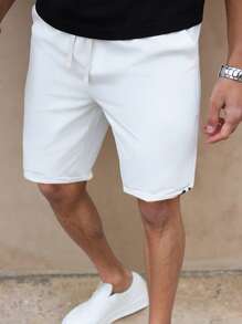 Manfinity Homme Pantalones cortos rectos de unicolor casuales para hombres