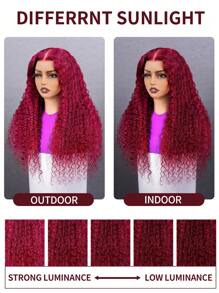 Perruque de cheveux humains à lacets frontaux bouclés frisés Bordeaux 99J 13x4, perruque à lacets frontaux transparents de couleur vin rouge 99j bouclée 13x4 pour femmes