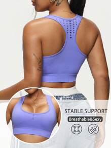 SHEIN Sovereign Charm Plus Size Women Sports Bra, Fashionable And Suitable For Summer - Purple - View 2