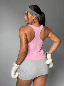 Easithlete Große Größen Nahtloses rosafarbenes Sport-Camisole für Damen - Pink - Übersicht 2