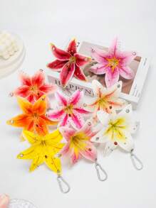 ROMWE Fairycore 1 件渐变白红斑点百合花钥匙扣，时尚海滩时尚，婚礼/生日/节日礼物，包包饰品