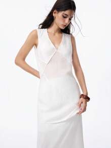 LYSMO Women's Solid Color V-Neck Casual Camisole For Summer - White - View 3