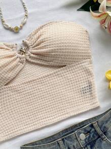 Soleia 度假海星纹理镂空抹胸 - 杏色 - 查看 5