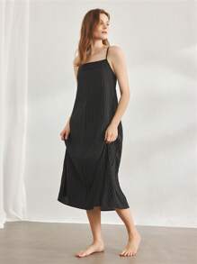 Ocili Ocili Vestido de lino natural minimalista y confortable con tirantes ajustables para mujer, ropa de estar en casa