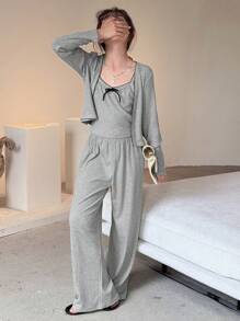 Dazy Kids Tween Girls Daily Comfortable Fall Pajamas - Grey - View 2