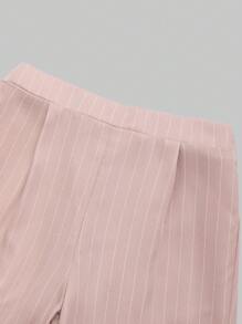 2件套青少年女孩优雅都市通勤蓝白条纹西装外套和裤子套装 - 彩色 - 查看 7