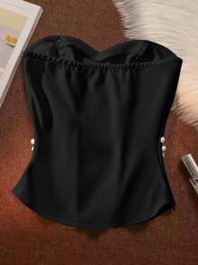 Franclia 女士优雅纯色珍珠装饰修身吊带背心