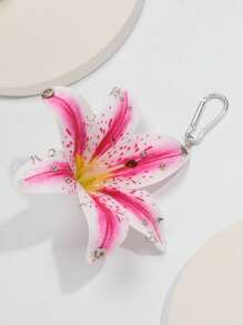 ROMWE Fairycore 1 件渐变白红斑点百合花钥匙扣，时尚海滩时尚，婚礼/生日/节日礼物，包包饰品