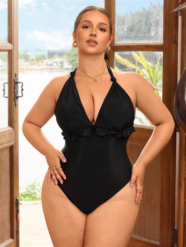Swim Basics Costum de baie dintr-o singură piesă, mărime plus, la modă pentru vară