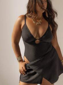 Aralina 7 月 4 日曲线女士纹理面料细节泳裙罩衫，完美搭配沙滩装和夏季服装