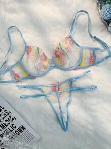 SHEIN Set de 2 sujetadores sin aros con bordado vintage romántico y lazo