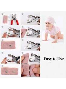 Set de 100 piezas de remaches a presión 9.5mm de 10 colores semi-coloreados con anillo de metal, botones pequeños con caja metálica hueca y herramienta de presión de alicates para costura