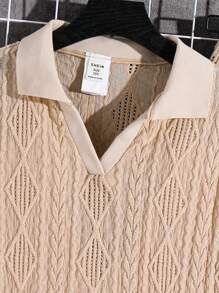 2 件套青少年男孩休闲和假日纹理面料 Polo 衫，带领和拉链，纹理面料短裤，适合外出、街头摄影、派对和城市漫步