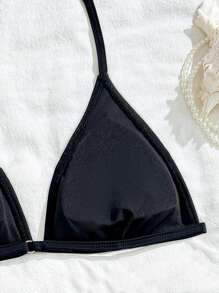 SHEIN 3 件套少女女孩黑色系列泳衣套装，适合海滩、度假、派对、春夏季