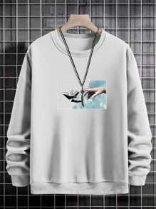 RueChic Men'S Printed Round Neck Sweatshirt - White - View 3