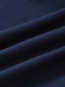 SHEIN 2 pièces/set Chemise en jean à manches courtes et bermuda en jean ample à taille élastique pour bébés garçons. Tenue décontractée et mignonne en coton bleu marine pour enfants, portée au quotidien au printemps/été, pour la plage ou la rue.