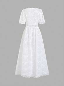 Sweetra French Romantic Style Slimming Lace Lightweight Beach Vacation Sunscreen Short Sleeve Cardigan