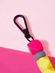 THE POWERPUFF GIRLS X SHEIN 1 件可爱花朵、泡泡、毛茛图案亚克力硅胶串珠流苏饰物黑色钥匙扣、包包吊坠配件、钥匙收纳袋，适合送给朋友和家人的礼物 - 黃色 - 查看 4