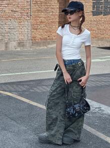 Dazy Kids Teen Girl Slim Fit Solid Color Short Sleeve T-Shirt, Summer, Back To School - White - View 2