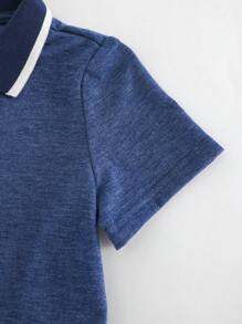 Cozy Pixies 2 Stücke Baby Jungen geripptes weiches Kragen Kurzarm Top mit halber Knopfleiste und gestreifter Latzhose-Shorts Set